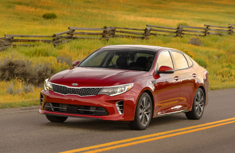 2018 Kia Optima front in red