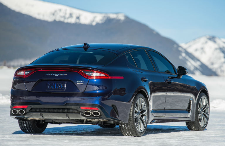 2019 Kia Stinger GT Atlantica rear in blue