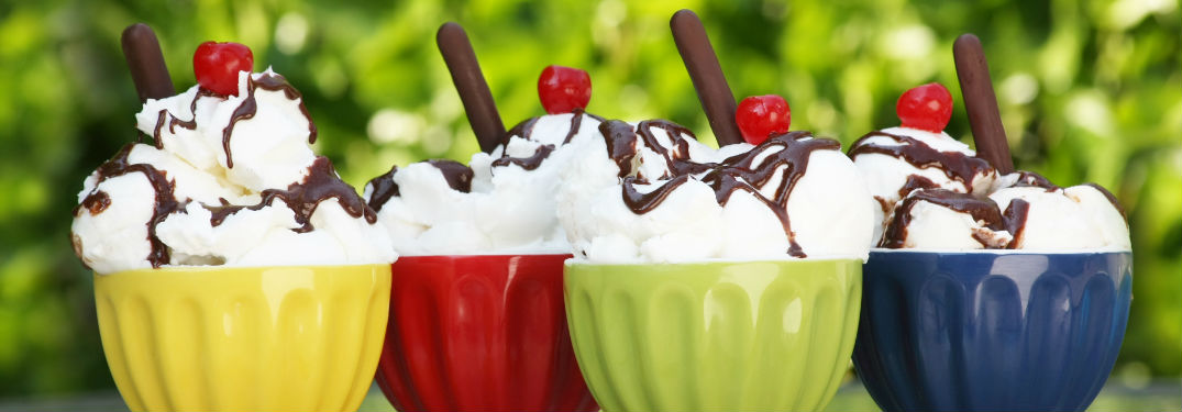 Four bowls of ice cream